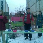 Bühnenbeet im winterlichen Stadtgarten